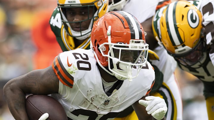 Pierre Strong runs against the Packers during the 2024 preseason. Pierre Strong runs against the Packers during the 2024 preseason.