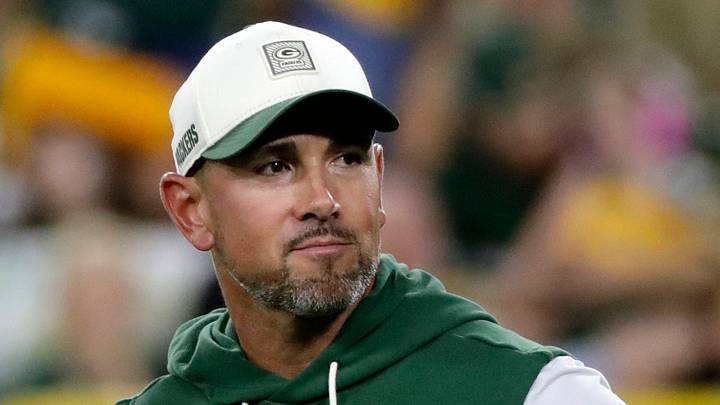 Green Bay Packers coach Matt LaFleur is shown at Family Night.