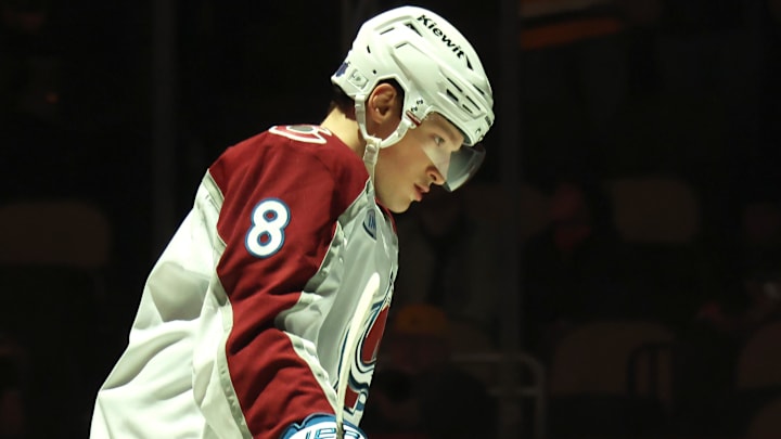 Mar 24, 2026; Pittsburgh, Pennsylvania, USA; Colorado Avalanche defenseman Cale Makar (8) takes the ice against the Pittsburgh Penguins during the first period at PPG Paints Arena. Mandatory Credit: Charles LeClaire-Imagn Images Mar 24, 2026; Pittsburgh, Pennsylvania, USA; Colorado Avalanche defenseman Cale Makar (8) takes the ice against the Pittsburgh Penguins during the first period at PPG Paints Arena. Mandatory Credit: Charles LeClaire-Imagn Images