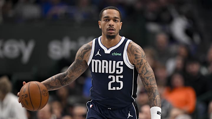 Jan 27, 2025; Dallas, Texas, USA; Dallas Mavericks forward P.J. Washington (25) brings the ball up court against the Washington Wizards during the first quarter at the American Airlines Center. Mandatory Credit: Jerome Miron-Imagn Images Jan 27, 2025; Dallas, Texas, USA; Dallas Mavericks forward P.J. Washington (25) brings the ball up court against the Washington Wizards during the first quarter at the American Airlines Center. Mandatory Credit: Jerome Miron-Imagn Images