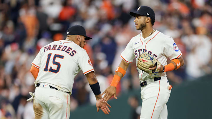 Houston Astros infielders Isaac Paredes, Jeremy Pena