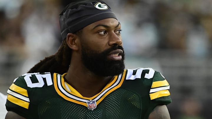 Former Green Bay Packers linebacker Za'Darius Smith (55) looks on the field during the fourth quarter against the New Orleans Saints at TIAA Bank Field.