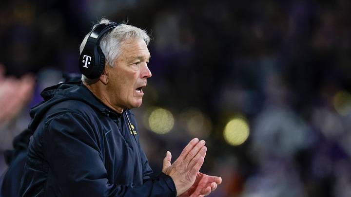 Oct 9, 2026; Seattle, Washington, USA; Iowa Hawkeyes head coach Kirk Ferentz reacts to a successful extra point kick against the Washington Huskies during the first quarter at Husky Stadium. Mandatory Credit: Joe Nicholson-Imagn Images Oct 9, 2026; Seattle, Washington, USA; Iowa Hawkeyes head coach Kirk Ferentz reacts to a successful extra point kick against the Washington Huskies during the first quarter at Husky Stadium. Mandatory Credit: Joe Nicholson-Imagn Images