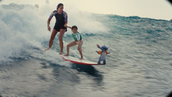 (L-R) Sydney Agudong as Nani, Maia Kealoha as Lilo and Stitch in Disney’s live-action LILO & STITCH. Photo courtesy of Disney. © 2025 Disney Enterprises Inc. All Rights Reserved.