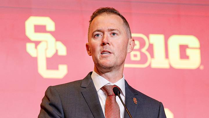 Jul 28, 2026; Chicago, IL, USA; USC Football head coach Lincoln Riley speaks during Media Days at Hilton Chicago. Mandatory Credit: Kamil Krzaczynski-Imagn Images Jul 28, 2026; Chicago, IL, USA; USC Football head coach Lincoln Riley speaks during Media Days at Hilton Chicago. Mandatory Credit: Kamil Krzaczynski-Imagn Images
