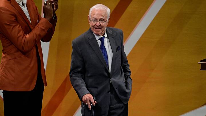Aug 12, 2023; Springfield, MA, USA; Gene Bess is inducted into the 2023 Basketball Hall of Fame at Symphony Hall. Mandatory Credit: Eric Canha-Imagn Images Aug 12, 2023; Springfield, MA, USA; Gene Bess is inducted into the 2023 Basketball Hall of Fame at Symphony Hall. Mandatory Credit: Eric Canha-Imagn Images