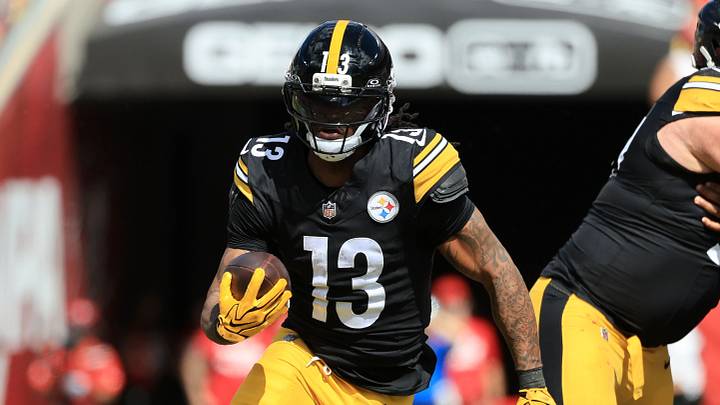 Oct 18, 2026; Tampa, Florida, USA;  Pittsburgh Steelers running back Rico Dowdle (13) rushes during the second quarter against the Tampa Bay Buccaneers at Raymond James Stadium.  Mandatory Credit: Kim Klement Neitzel-Imagn Images