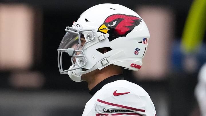 Aug 13, 2026; Paradise, Nevada, USA; Tom Brady (left) shakes hands with Arizona Cardinals wide receiver Michael Wilson (14) during the game at Allegiant Stadium. Mandatory Credit: Kirby Lee-Imagn Images