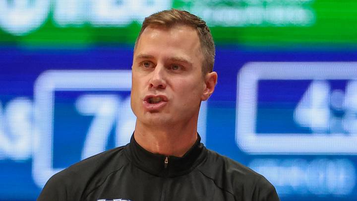 Oct 25, 2026; Lawrence, Kansas, USA; Duke Blue Devils head coach Jon Scheyer reacts to a play during the second half against the Kansas Jayhawks at Allen Fieldhouse. Mandatory Credit: Scott Sewell-Imagn Images Oct 25, 2026; Lawrence, Kansas, USA; Duke Blue Devils head coach Jon Scheyer reacts to a play during the second half against the Kansas Jayhawks at Allen Fieldhouse. Mandatory Credit: Scott Sewell-Imagn Images
