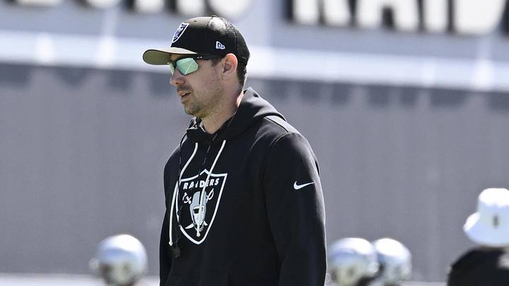 May 28, 2026; Henderson, NV, USA; Las Vegas Raiders head coach Klint Kubiak looks on during organized team activities at Intermountain Health Performance Center. Mandatory Credit: Candice Ward-Imagn Images May 28, 2026; Henderson, NV, USA; Las Vegas Raiders head coach Klint Kubiak looks on during organized team activities at Intermountain Health Performance Center. Mandatory Credit: Candice Ward-Imagn Images