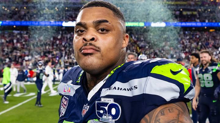 Seattle Seahawks defensive tackle Byron Murphy II celebrates after defeating the New England Patriots in Super Bowl LX. Seattle Seahawks defensive tackle Byron Murphy II celebrates after defeating the New England Patriots in Super Bowl LX.