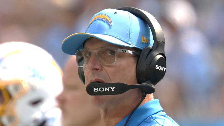 Los Angeles Chargers head coach Jim Harbaugh Los Angeles Chargers head coach Jim Harbaugh