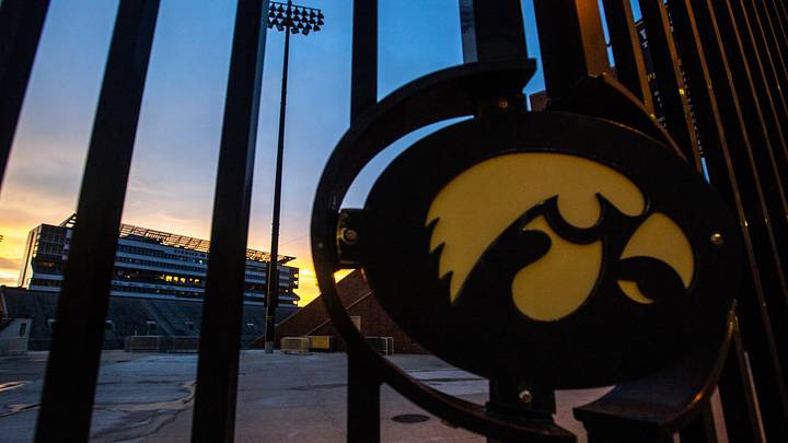 A Tigerhawk logo on an entrance gate is pictured as the sun sets, Sunday, June 30, 2019, at Kinnick Stadium in Iowa City, Iowa.
190630 Kinnick 003 Jpg A Tigerhawk logo on an entrance gate is pictured as the sun sets, Sunday, June 30, 2019, at Kinnick Stadium in Iowa City, Iowa.
190630 Kinnick 003 Jpg