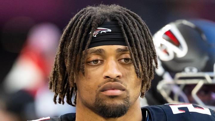 Dec 21, 2025; Glendale, Arizona, USA; Atlanta Falcons cornerback A.J. Terrell Jr. (24) against the Arizona Cardinals at State Farm Stadium. Mandatory Credit: Mark J. Rebilas-Imagn Images