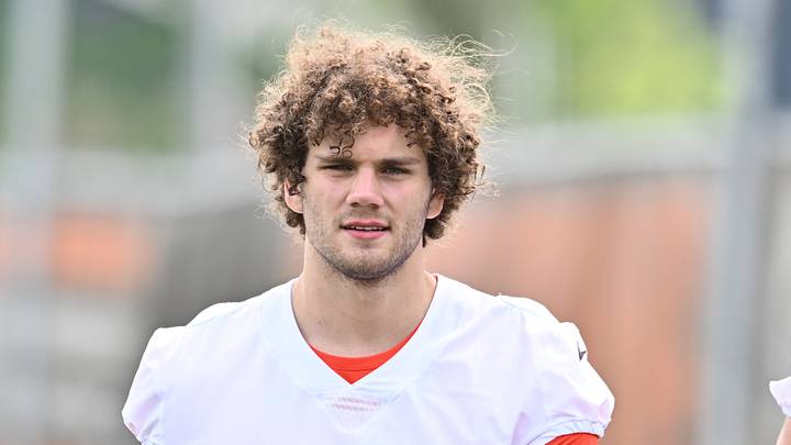 Cleveland Browns tight end Joe Royer (18) during rookie minicamp