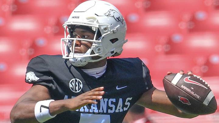 Arkansas Razorbacks quarterback KJ Jackson. Arkansas Razorbacks quarterback KJ Jackson.