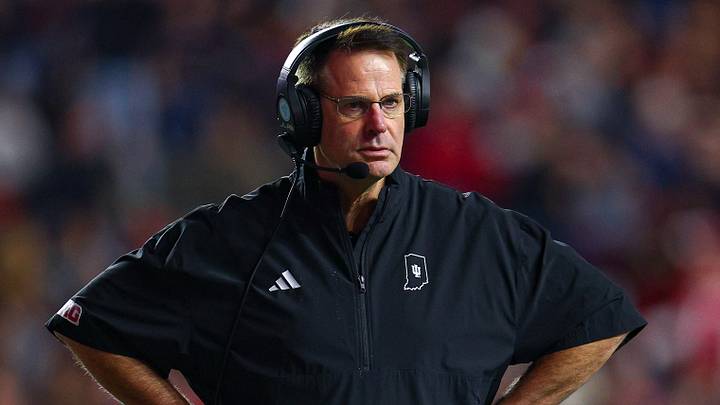 Oct 3, 2026; Piscataway, New Jersey, USA; Indiana Hoosiers head coach Curt Cignetti looks on during the first half against the Rutgers Scarlet Knights at SHI Stadium. Mandatory Credit: Vincent Carchietta-Imagn Images Oct 3, 2026; Piscataway, New Jersey, USA; Indiana Hoosiers head coach Curt Cignetti looks on during the first half against the Rutgers Scarlet Knights at SHI Stadium. Mandatory Credit: Vincent Carchietta-Imagn Images