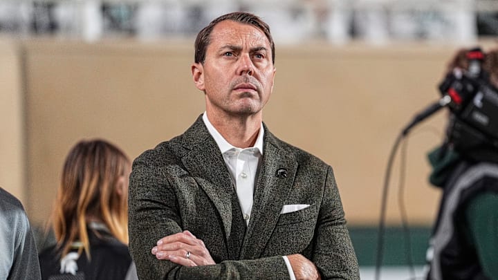 Michigan State Director of Athletics J Batt watches a play against Western Michigan form the sideline during the second half at Spartan Stadium in East Lansing on Friday, August 29, 2025. Michigan State Director of Athletics J Batt watches a play against Western Michigan form the sideline during the second half at Spartan Stadium in East Lansing on Friday, August 29, 2025.