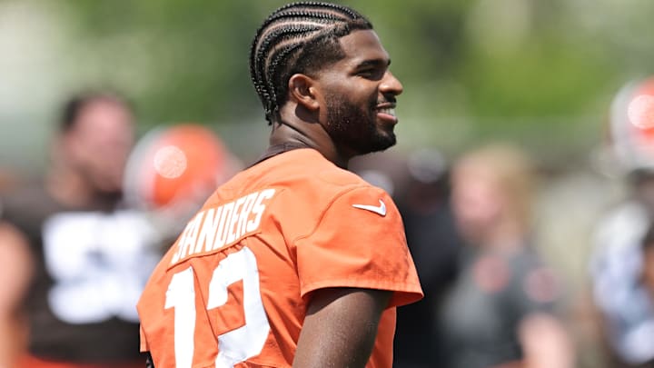 Jun 10, 2025; Berea, OH, USA; Cleveland Browns quarterback Shedeur Sanders (12) during minicamp at CrossCountry Mortgage Campus. Mandatory Credit: Ken Blaze-Imagn Images