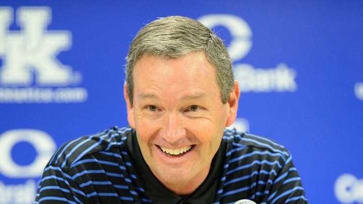 Athletic Director Mitch Barnhart holds a press conference during the UK football media day at Kroger Filed in Lexington, Kentucky on Friday, August 3, 2018.
Kentucky football 2018 Media Day Athletic Director Mitch Barnhart holds a press conference during the UK football media day at Kroger Filed in Lexington, Kentucky on Friday, August 3, 2018.
Kentucky football 2018 Media Day