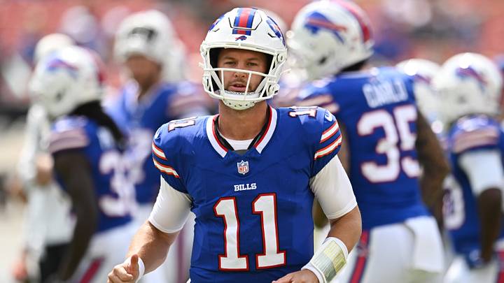 Aug 22, 2026; Cleveland, Ohio, USA; Buffalo Bills quarterback Kyle Allen (11) at Huntington Bank Field. Mandatory Credit: Ken Blaze-Imagn Images