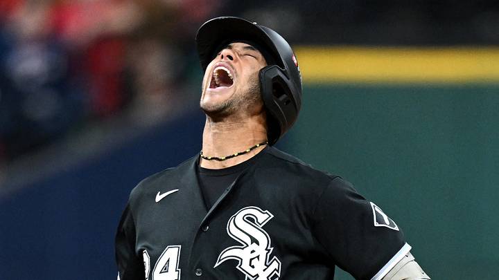 Oct 5, 2026; Cleveland, Ohio, USA; Chicago White Sox outfielder Braden Montgomery (24) celebrates hitting a two-run double against the Cleveland Guardians during the sixth inning in game two of the ALDS for the 2026 MLB Playoffs at Progressive Field. Mandatory Credit: David Dermer-Imagn Images Oct 5, 2026; Cleveland, Ohio, USA; Chicago White Sox outfielder Braden Montgomery (24) celebrates hitting a two-run double against the Cleveland Guardians during the sixth inning in game two of the ALDS for the 2026 MLB Playoffs at Progressive Field. Mandatory Credit: David Dermer-Imagn Images