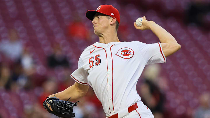 Cincinnati Reds starting pitcher Brandon Williamson (55) pitches 