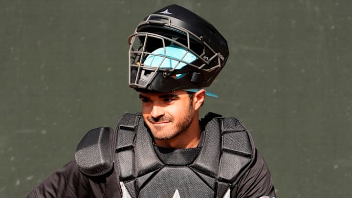 Arizona Diamondbacks catcher Aramis Garcia during spring training practice at Salt River Fields at Talking Stick in Scottsdale on Feb. 13, 2025.