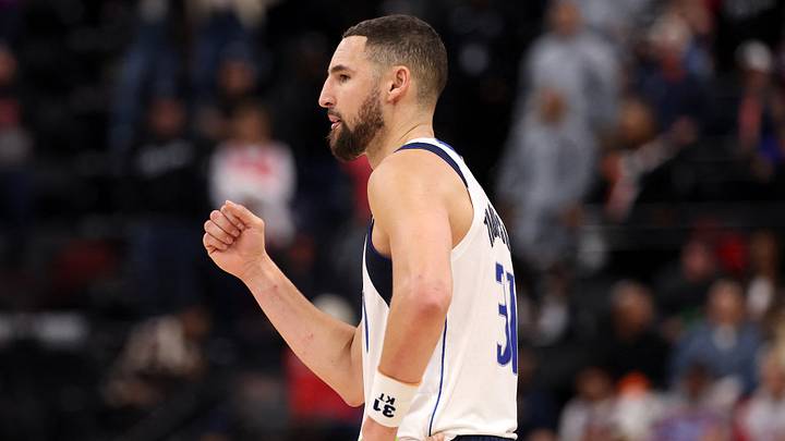 Dallas Mavericks guard Klay Thompson (31) reacts  (Mandatory Credit: Kiyoshi Mio-Imagn Images)