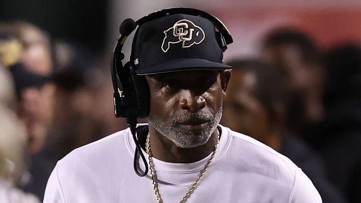 Colorado Buffaloes head coach Deion Sanders looks on during a time out in the game against the Utah Utes during the second quarter at Rice-Eccles Stadium. Mandatory Credit: Rob Gray-Imagn Images