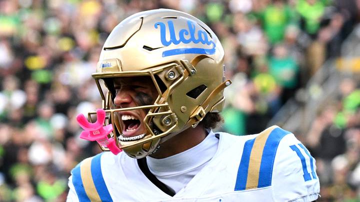 Oct 10, 2026; Eugene, Oregon, USA; UCLA Bruins wide receiver Landon Ellis (11) reacts after catching a pass for a first down during the second quarter against the Oregon Ducks at Autzen Stadium. Mandatory Credit: Troy Wayrynen-Imagn Images Oct 10, 2026; Eugene, Oregon, USA; UCLA Bruins wide receiver Landon Ellis (11) reacts after catching a pass for a first down during the second quarter against the Oregon Ducks at Autzen Stadium. Mandatory Credit: Troy Wayrynen-Imagn Images