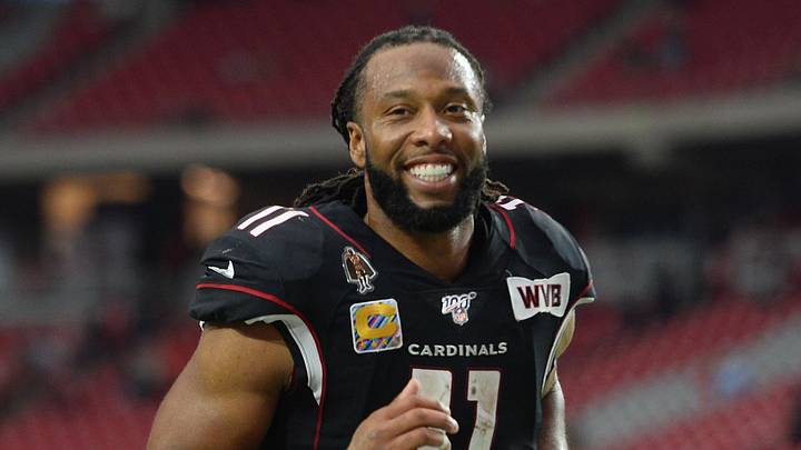 Oct 13, 2019; Glendale, AZ, USA; Arizona Cardinals wide receiver Larry Fitzgerald (11) celebrates after the second half against the Atlanta Falcons at State Farm Stadium. Mandatory Credit: Joe Camporeale-Imagn Images Oct 13, 2019; Glendale, AZ, USA; Arizona Cardinals wide receiver Larry Fitzgerald (11) celebrates after the second half against the Atlanta Falcons at State Farm Stadium. Mandatory Credit: Joe Camporeale-Imagn Images