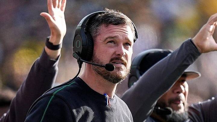 Oregon head coach Dan Lanning watches a play against Michigan during the first half at Michigan Stadium in Ann Arbor on Saturday, Nov. 2, 2024.