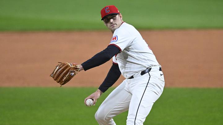 Apr 16, 2026; Cleveland, Ohio, USA; Cleveland Guardians relief pitcher Cade Smith (36) delivers a pitch in the ninth inning against the Baltimore Orioles at Progressive Field. Mandatory Credit: David Richard-Imagn Images