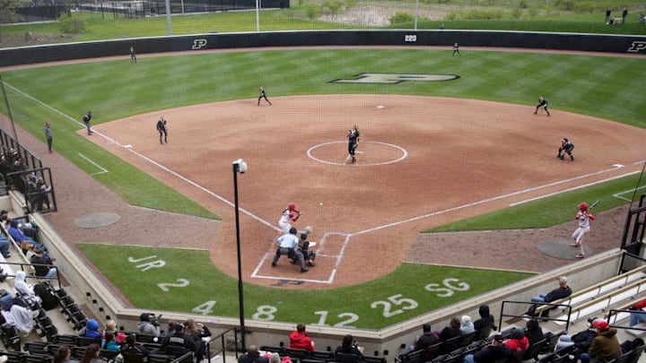 Purdue softball during a NCAA softball game