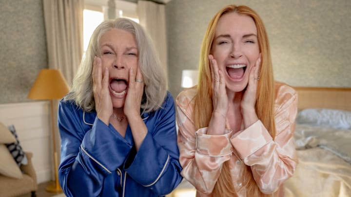 (L-R) Jamie Lee Curtis as Tess Coleman and Lindsay Lohan as Anna Coleman in Disney's live-action FREAKIER FRIDAY