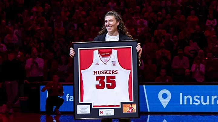 Jordan Hooper, who had her jersey retired by Nebraska basketball in 2024, was inducted into the Nebraska High School Hall of Fame on Sunday.