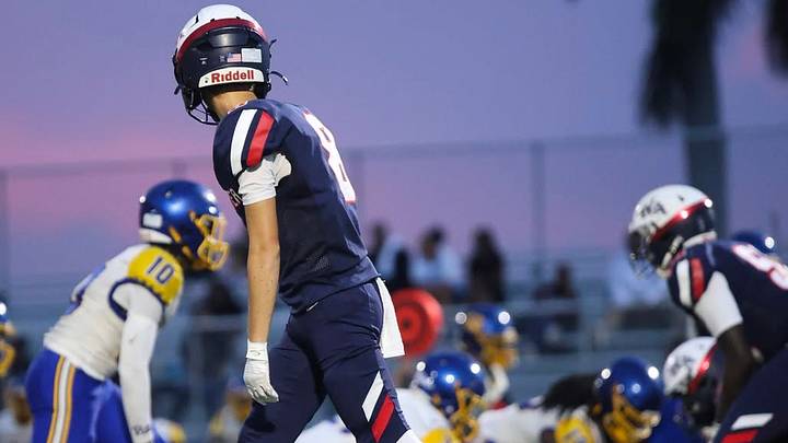 Westminster Academy junior Drew Barbar lines up during a 2026 football game. Westminster Academy junior Drew Barbar lines up during a 2026 football game.