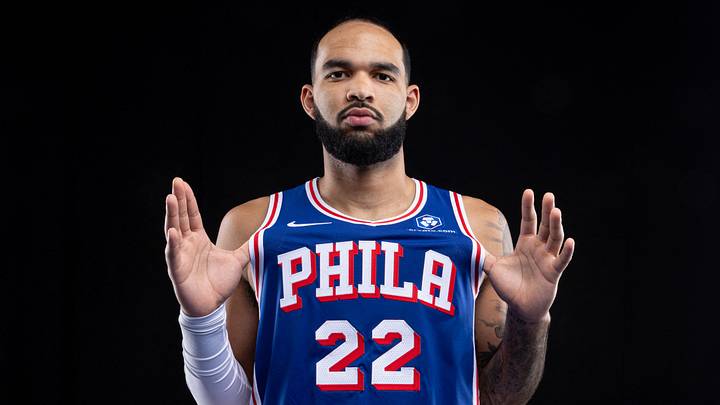 Sep 26, 2025; Camden, NJ, USA; Philadelphia 76ers Johni Broome poses for a photo during media day. Sep 26, 2025; Camden, NJ, USA; Philadelphia 76ers Johni Broome poses for a photo during media day.