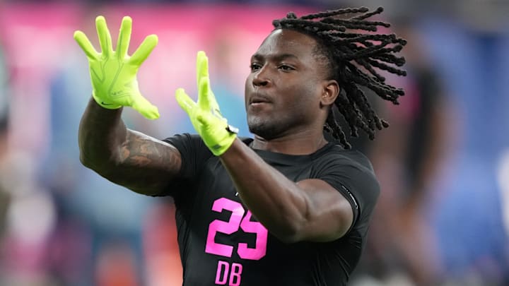Indiana defensive back D'Angelo Ponds during the NFL Scouting Combine at Lucas Oil Stadium. Indiana defensive back D'Angelo Ponds during the NFL Scouting Combine at Lucas Oil Stadium.