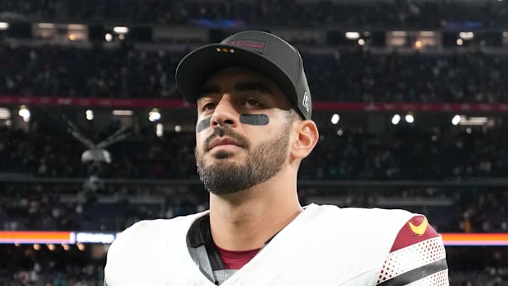 Washington Commanders quarterback Marcus Mariota walks off the field after the 2025 NFL Madrid Game. Washington Commanders quarterback Marcus Mariota walks off the field after the 2025 NFL Madrid Game.