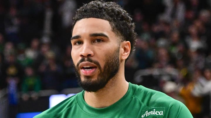 Apr 3, 2026; Milwaukee, Wisconsin, USA; Milwaukee Bucks forward Giannis Antetokounmpo (34) greets Boston Celtics forward Jayson Tatum (0) after the game at Fiserv Forum. Mandatory Credit: Benny Sieu-Imagn Images Apr 3, 2026; Milwaukee, Wisconsin, USA; Milwaukee Bucks forward Giannis Antetokounmpo (34) greets Boston Celtics forward Jayson Tatum (0) after the game at Fiserv Forum. Mandatory Credit: Benny Sieu-Imagn Images