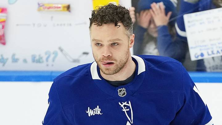 Dec 30, 2025; Toronto, Ontario, CAN; Toronto Maple Leafs center Max Domi (11) skates during the warmup before a game against the New Jersey Devils at Scotiabank Arena. Mandatory Credit: Nick Turchiaro-Imagn Images