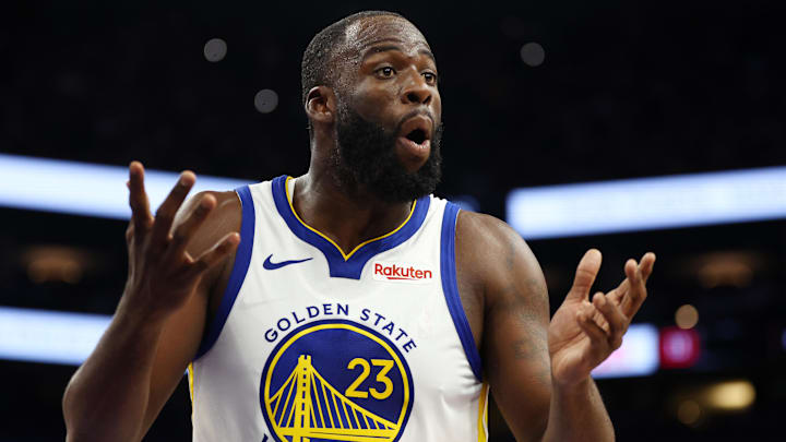 Dec 18, 2025; Phoenix, Arizona, USA; Golden State Warriors forward Draymond Green (23) reacts against the Phoenix Suns in the second half at Mortgage Matchup Center. Mandatory Credit: Mark J. Rebilas-Imagn Images Dec 18, 2025; Phoenix, Arizona, USA; Golden State Warriors forward Draymond Green (23) reacts against the Phoenix Suns in the second half at Mortgage Matchup Center. Mandatory Credit: Mark J. Rebilas-Imagn Images