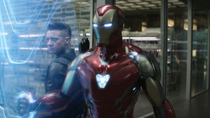 Hawkeye (Jeremy Renner) and Iron Man (Robert Downey Jr.) in Marvel Studios' Avengers: Endgame.