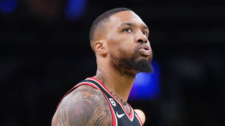 Mar 8, 2023; Boston, Massachusetts, USA; Portland Trail Blazers guard Damian Lillard (0) reacts during a break in the action against the Boston Celtics in the second quarter at TD Garden. Mandatory Credit: David Butler II-Imagn Images