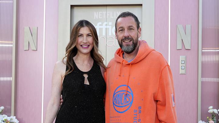LOS ANGELES, CALIFORNIA - MAY 26: (L-R) Jackie Sandler and Adam Sandler attend the Netflix's "Office Romance" World Premiere at The Egyptian Theatre Hollywood on May 26, 2026 in Los Angeles, California