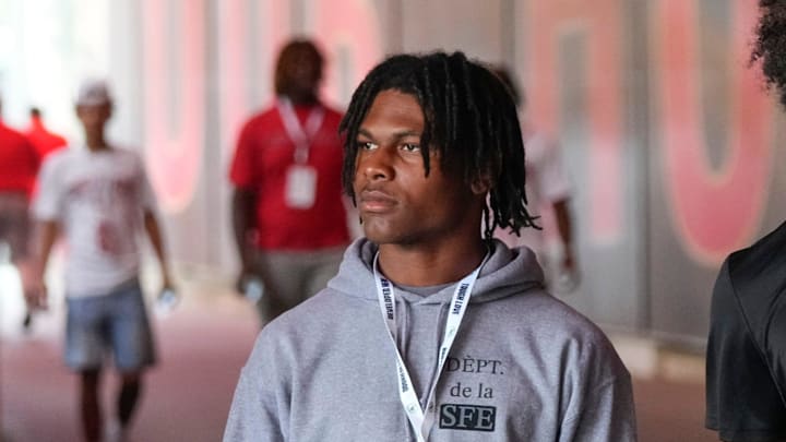 Aug 31, 2024; Columbus, OH, USA; Ohio State Buckeyes recruit Kayden Dixon-Wyatt walks onto the field prior to the NCAA football game against the Akron Zips at Ohio Stadium. Ohio State won 52-6. Aug 31, 2024; Columbus, OH, USA; Ohio State Buckeyes recruit Kayden Dixon-Wyatt walks onto the field prior to the NCAA football game against the Akron Zips at Ohio Stadium. Ohio State won 52-6.