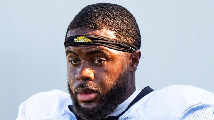 Jacksonville Jaguars safety Daniel Thomas (20). Jacksonville Jaguars safety Daniel Thomas (20).