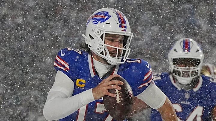 Bills quarterback Josh Allen runs into the end zone for a touchdown during second half action of their home game against the San Francisco 49ers in Orchard Park on Dec. 1, 2024.